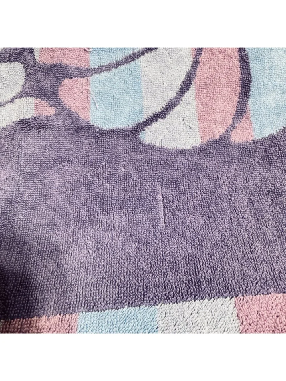 Vintage Palm Cove Beach Bath Towel 33 X 72 Sea Shells Cotton Pastel Purple Blue